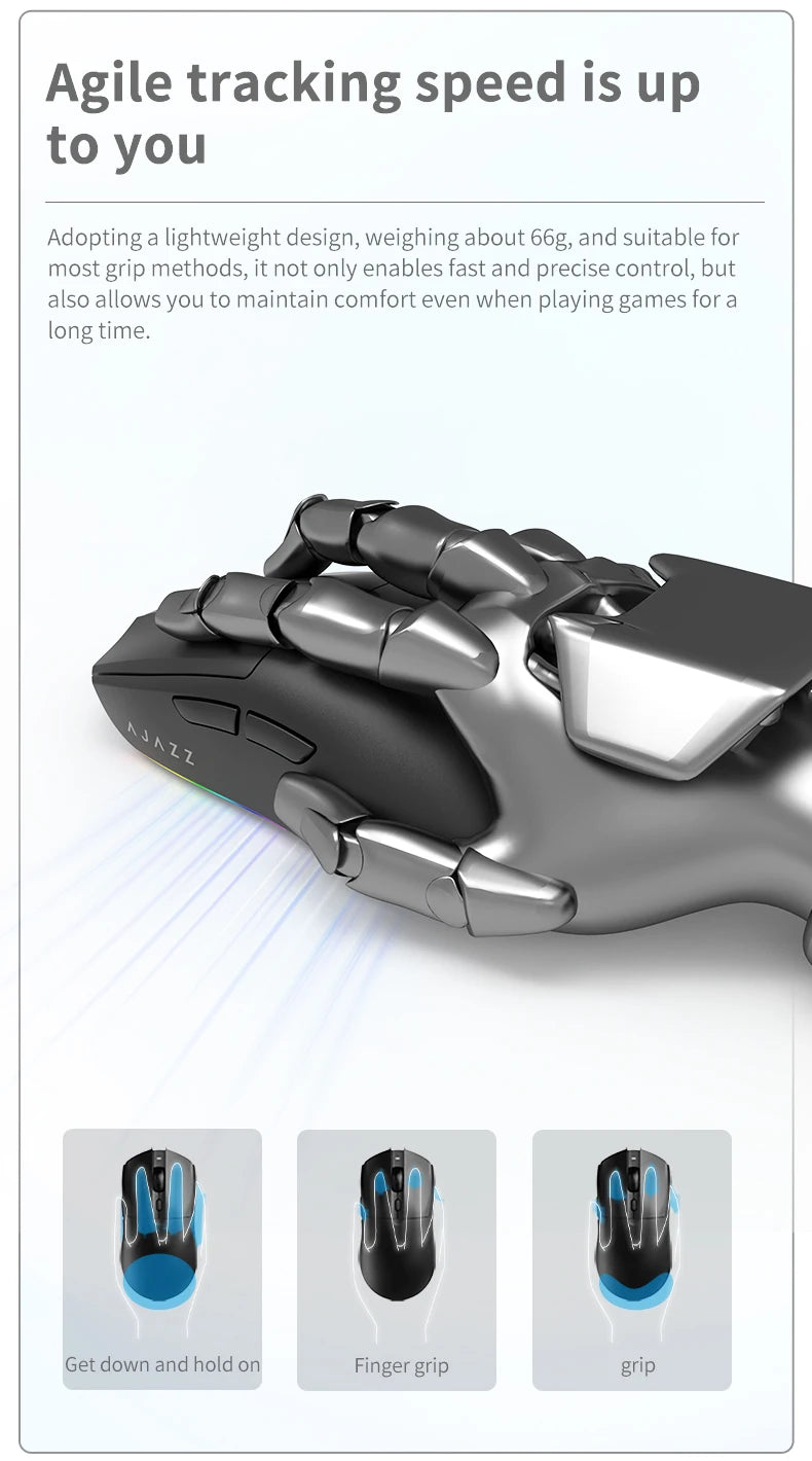 AJ139-V2-MC Tri-mode Wired/2.4GHz /BT Wireless Gaming Mouse with Dock PAW3311 Gaming Chipset 12000DPI Max