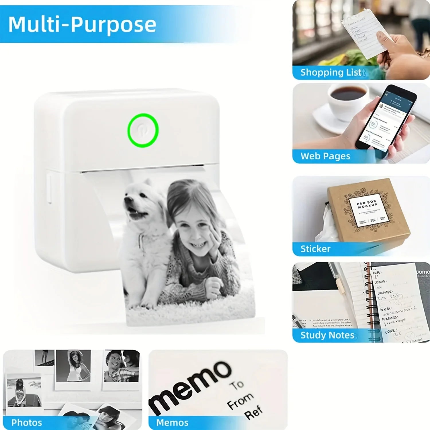 X6 Multifunctional Mini Portable Printer with Thermal Wireless Connection for Printing Work Sheets, Labels, Photos and Texts